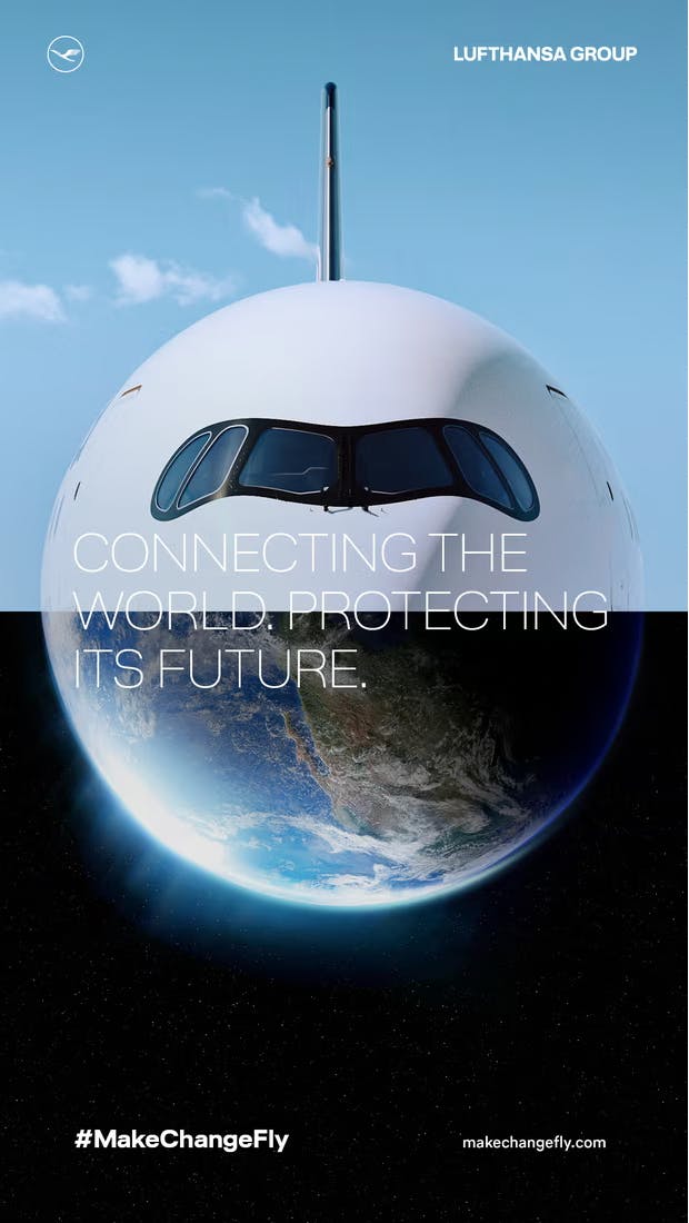 Lufthansa protecting the planet greenwashing ad