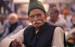 A farmer protesting in the city of Ghazipur, Uttar Pradesh.